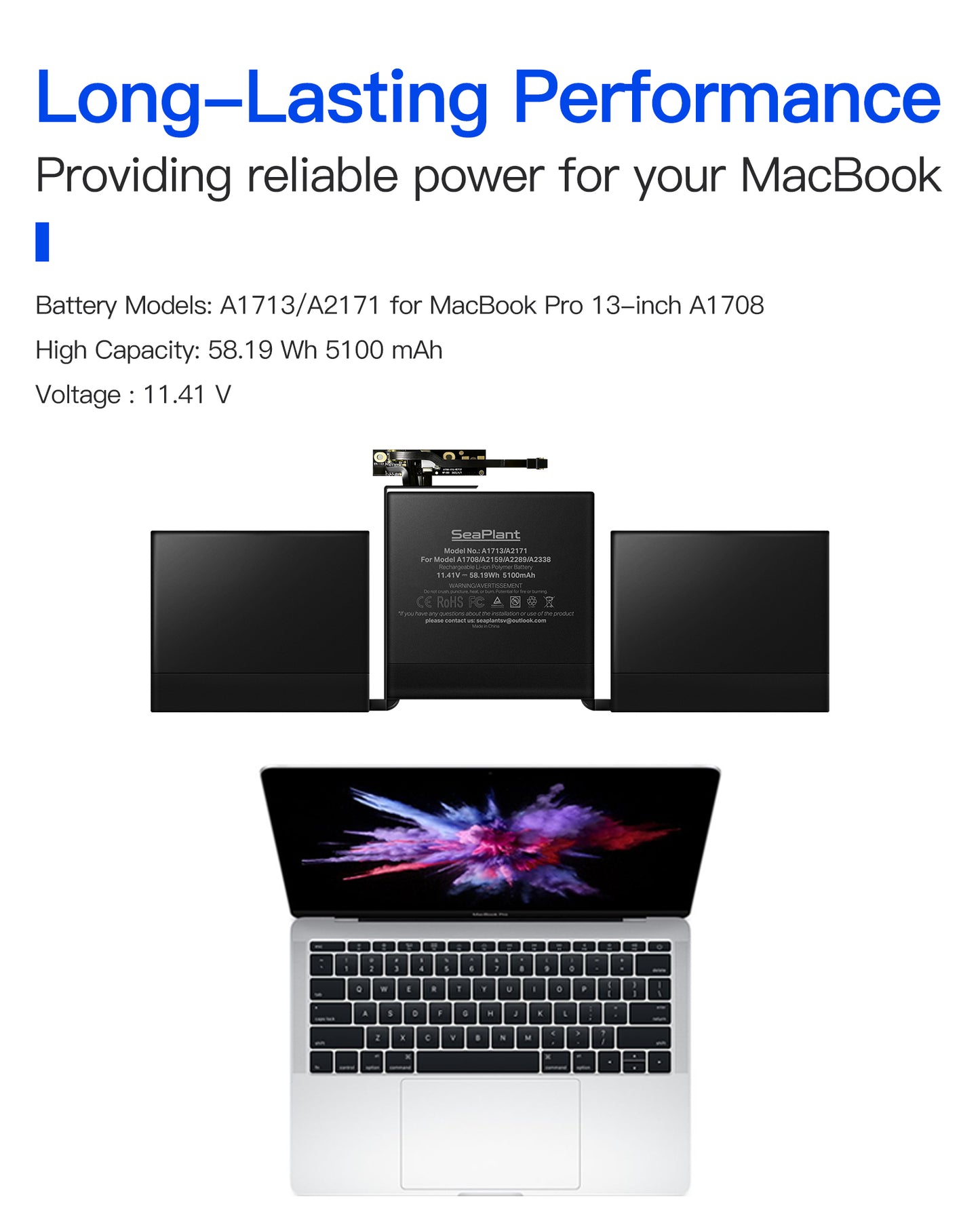 Macbook Pro A1708 Battery Replacement for 13-inch A1708(2016,2017) A2159(2019) A2289(2020) A2338(2020,2022) A2171/A1713 Battery