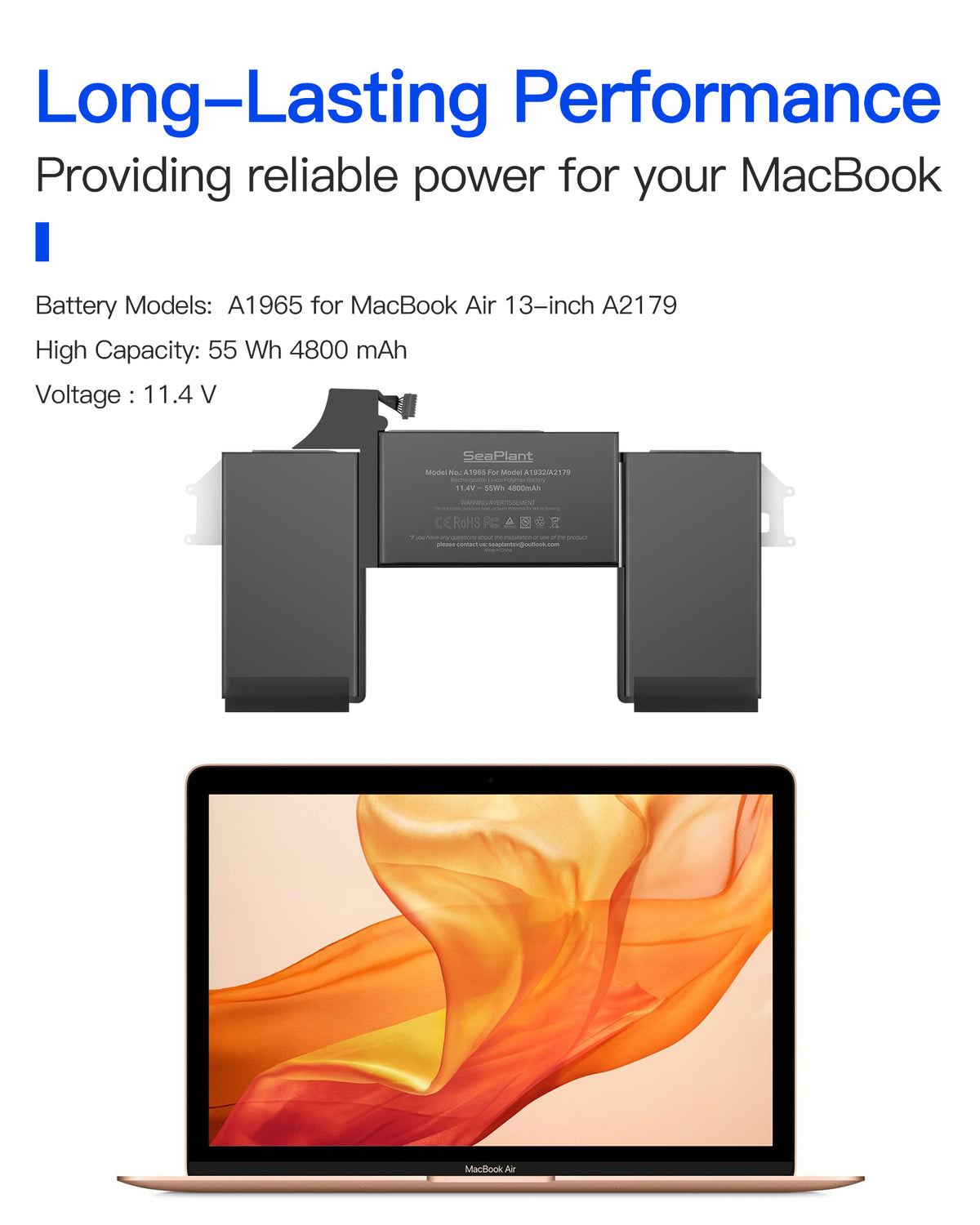 Macbook Air A2179 Battery Replacement for 13-inch 2020 A1965 Battery