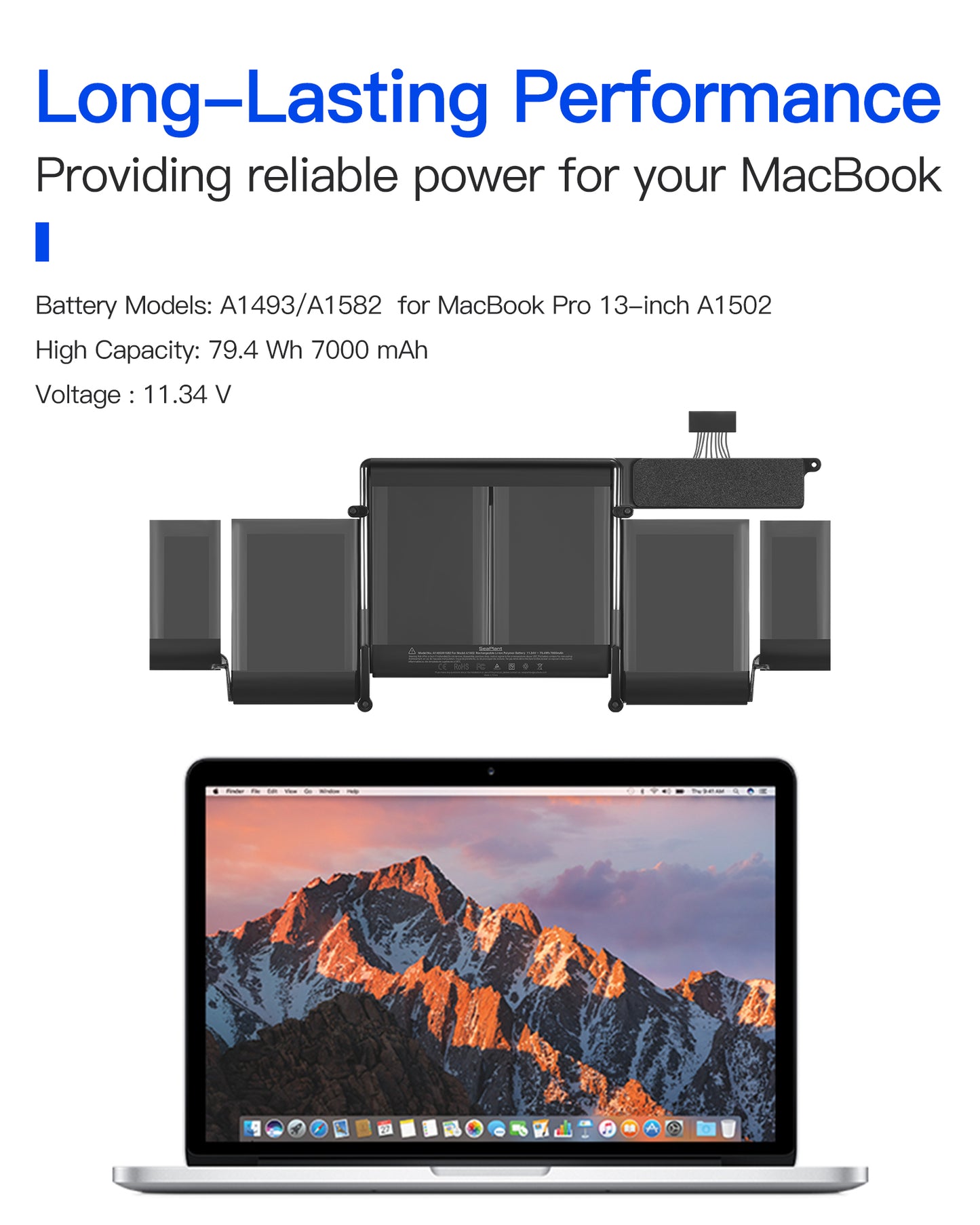 Macbook Pro A1502 Battery Replacement for 13-inch (Early 2015,Mid 2014,Late 2013) Retina A1493/A1582 Battery